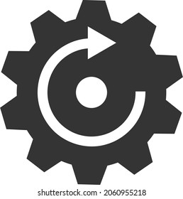 Rotate Gear vector icon. A flat illustration design of Rotate Gear icon on a white background.