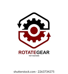 Rotar el diseño del logotipo vectorial del engranaje. Adecuado para negocios, web, arte, tecnología e industria
