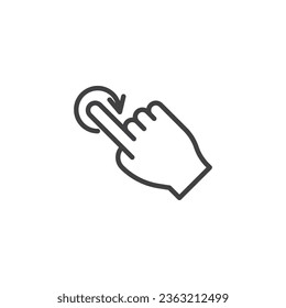 Rotate gesture line icon. linear style sign for mobile concept and web design. Finger rotate gesture outline vector icon. Symbol, logo illustration. Vector graphics