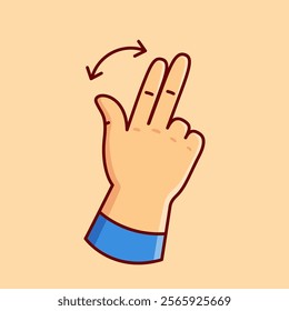 Rotate Hand Gesture Vector Illustration Icon. Flat Cartoon Style