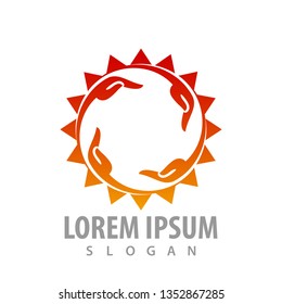Rotate hand on sunlight concept design. Symbol graphic template element 