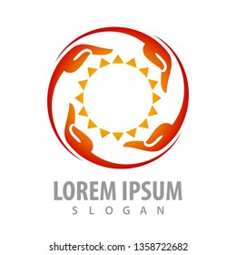 Rotate hand with sunlight concept design. Symbol graphic template element 