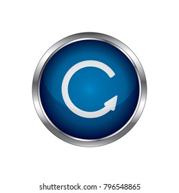 rotate icon, dark blue round metallic internet button, web and mobile app illustration.