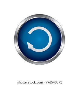 rotate icon, dark blue round metallic internet button, web and mobile app illustration.