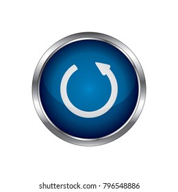 rotate icon, dark blue round metallic internet button, web and mobile app illustration.