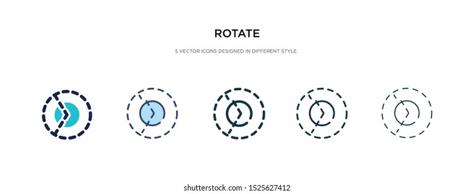 rotate icon in different style vector illustration. two colored and black rotate vector icons designed in filled, outline, line and stroke style can be used for web, mobile, ui