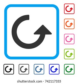 Rotate icon. Flat grey iconic symbol in a light blue rounded squared frame. Black, gray, green, blue, red, orange color additional versions of Rotate vector. Designed for web and software interfaces.