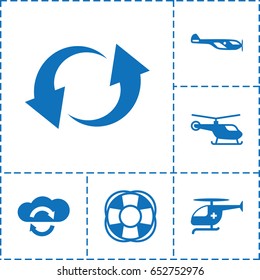 Rotate icon. set of 6 rotate filled icons such as helicopter, fan, update, medical helicopter