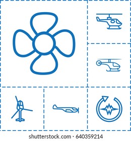 Rotate icon. set of 6 rotate outline icons such as helicopter, fan