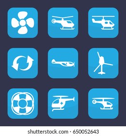 Rotate icon. set of 9 filled rotate icons such as helicopter, fan, update