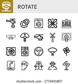 rotieren der Symbolmenge. Sammlung der Rundfahrt, Hubschrauber, Cograd, Waschmaschine, Lüfter, Ventilator, Degree, Windmühle, Dreh, Pinrad, Virtuelle Realität, Turbinensymbole
