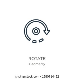 Rotate icon. Thin linear rotate outline icon isolated on white background from geometry collection. Line vector sign, symbol for web and mobile