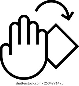 Icono de rotación. Diseño de estilo lineal delgado aislado sobre fondo blanco