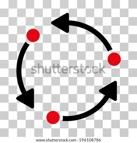 Rotate icon. Vector illustration style is flat iconic bicolor symbol, intensive red and black colors, transparent background. Designed for web and software interfaces.