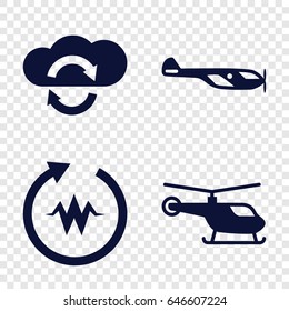 Rotate icons set. set of 4 rotate filled icons such as helicopter, heartbeat