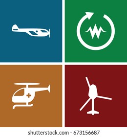 Rotate icons set. set of 4 rotate filled icons such as helicopter, medical helicopter