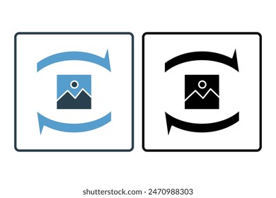 rotate image icon. icon related to edit tool. suitable for web site, app, user interfaces, printable etc. solid icon style. simple vector design editable