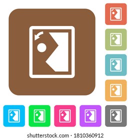 Rotate image left flat icons on rounded square vivid color backgrounds.