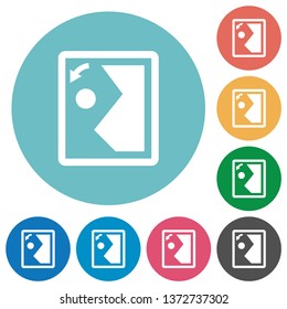 Rotate image left flat white icons on round color backgrounds