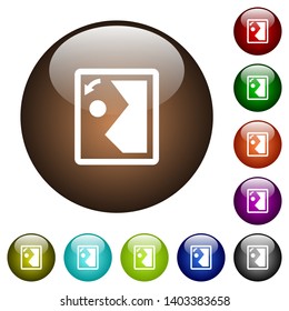 Rotate image left white icons on round color glass buttons