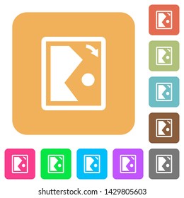 Rotate image right flat icons on rounded square vivid color backgrounds.