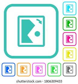 Rotar los iconos planos de color claro y derecho en bordes curvados sobre fondo blanco