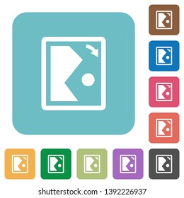 Rotate image right white flat icons on color rounded square backgrounds