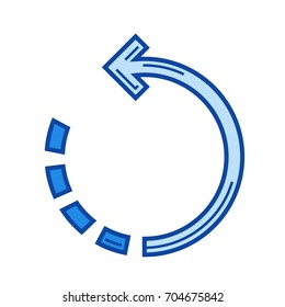 Rotar el icono de línea vectorial de imagen aislado en fondo blanco. Rotar el icono de la línea de imagen para infografía, sitio web o aplicación. Icono azul diseñado en un sistema de cuadrícula.