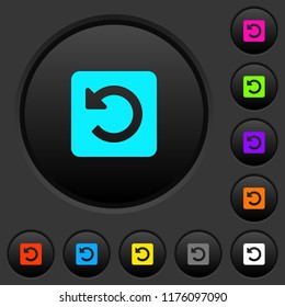 Rotate left dark push buttons with vivid color icons on dark grey background