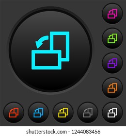 Rotate left dark push buttons with vivid color icons on dark grey background