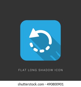 Rotate Left Flat blue long shadow Icon / Logo Design