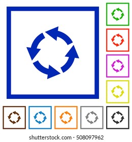 Rotate left flat color icons in square frames
