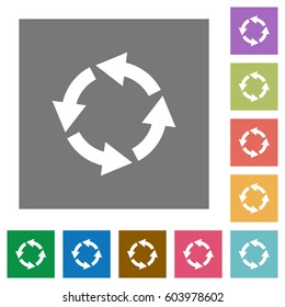 Rotate left flat icons on simple color square backgrounds