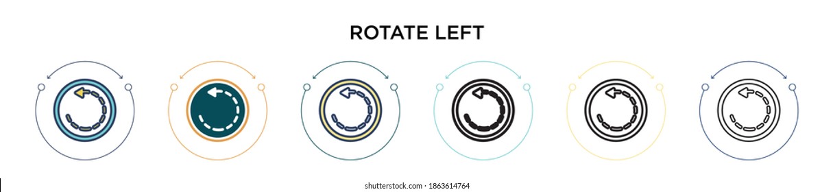 Rotate left icon in filled, thin line, outline and stroke style. Vector illustration of two colored and black rotate left vector icons designs can be used for mobile, ui, web