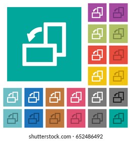 Rotate left multi colored flat icons on plain square backgrounds. Included white and darker icon variations for hover or active effects.