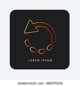 Rotate Left Red & Orange gradient attractive line thin icon / logo design