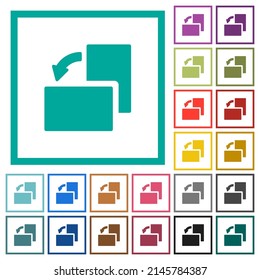 Rotate left solid flat color icons with quadrant frames on white background