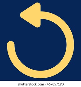 Rotate Left vector icon. Style is stroke flat icon symbol, yellow color, blue background.