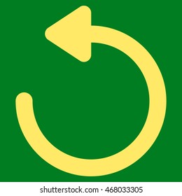 Rotate Left vector icon. Style is stroke flat icon symbol, yellow color, green background.