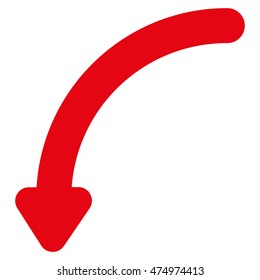 Rotate Left vector icon. Style is contour flat icon symbol, red color, white background.