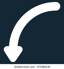 Rotate Left vector icon. Style is linear flat icon symbol, white color, dark blue background.