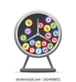 Rotate the lotto drum with bingo balls. Lottery counter. win concept. flat vector illustration isolated on white background