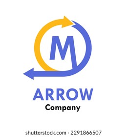Rotar la plantilla de logotipo vectorial de letra m. Este logotipo adecuado para el sistema, el proceso,