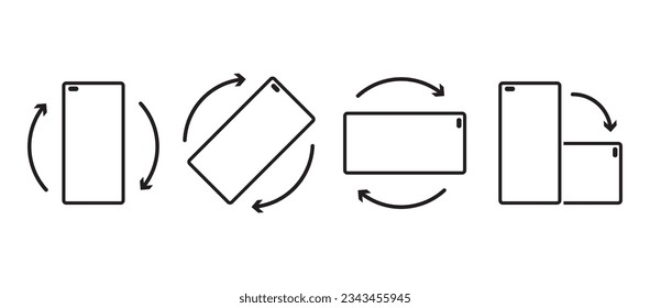 Rotate mobile phone icon. Rotate smartphone icon. Tilt smartphone illustration symbol. Sign device vector. Turn your device. Rotate smartphone, icon set vector illustration for web site or mobile app.