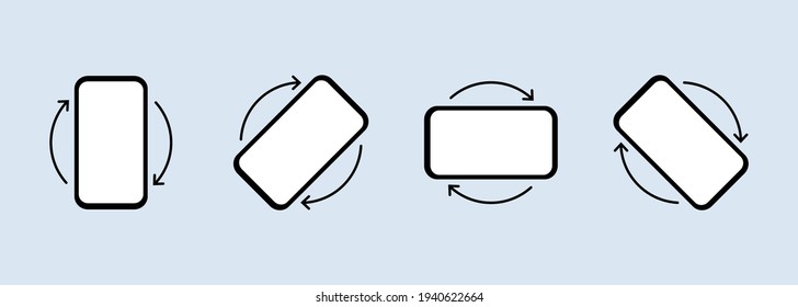 Rotate Mobile Phone. Mobile Screen Rotation. Turn Your Device. Rotate Smartphone Icon Set For Web Site Or Mobile App. Vector EPS 10