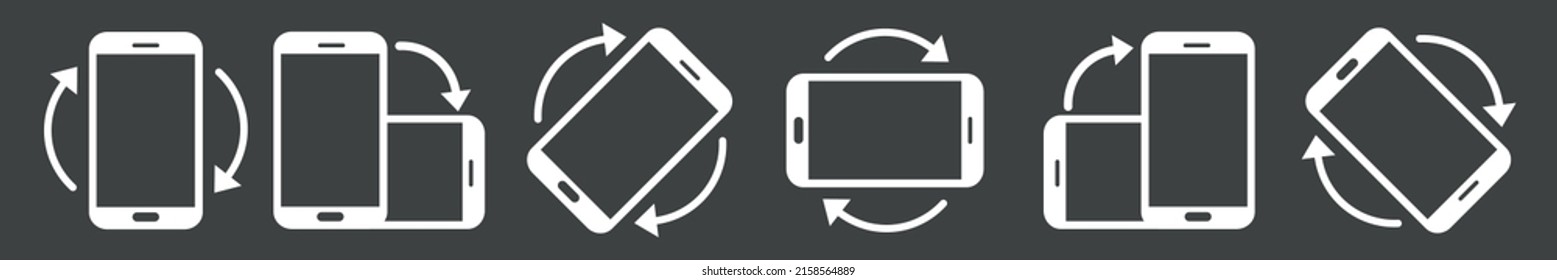 Rotate Mobile phone set. Turn your device. Device rotation symbol. Vector illustration