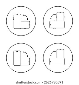 Gire o ícone moderno do smartphone definido na linha circular. Símbolo de sinal de rotação de telefone celular