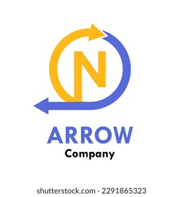 Rotate n letter vector logo template. This logo suitable for system, process,
