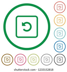 Rotate object left flat color icons in round outlines on white background