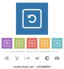 Rotate object left flat white icons in square backgrounds. 6 bonus icons included.